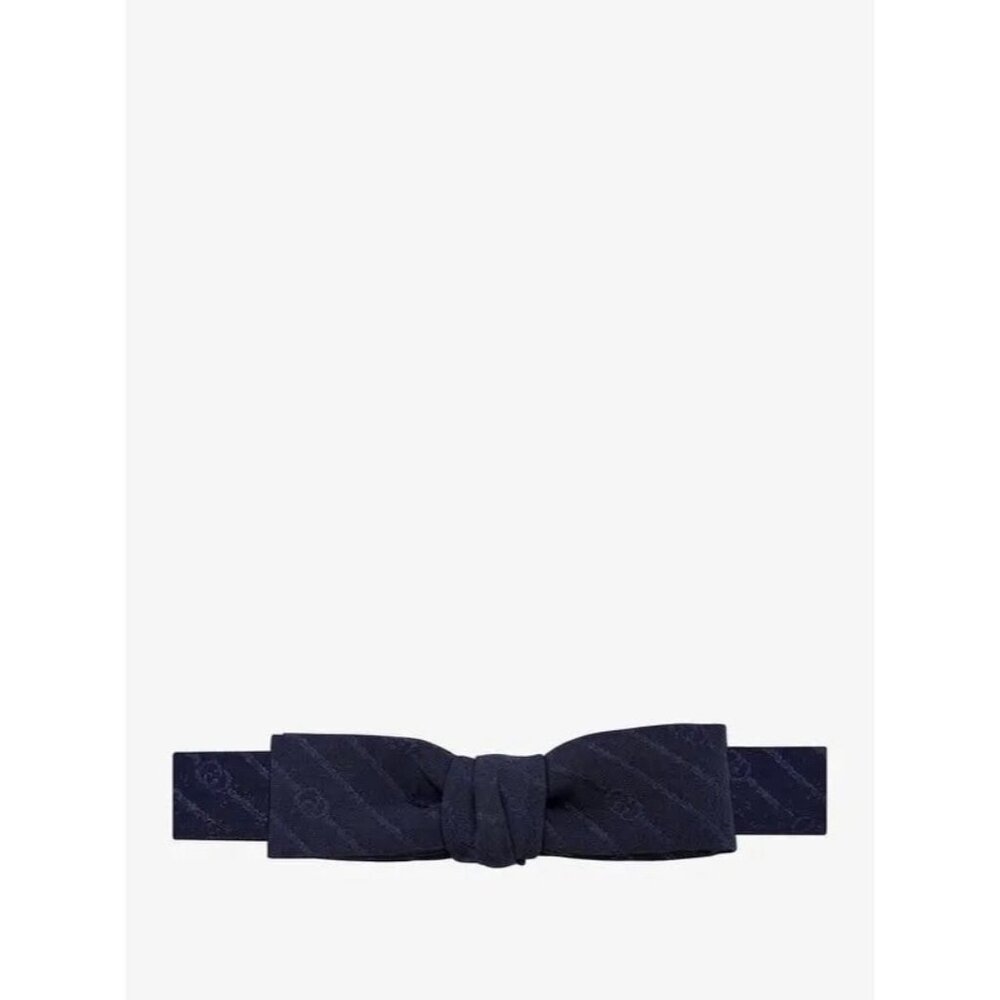 NWT GUCCI Bowtie Bow Tie Blue GG Silk 100% Authentic
